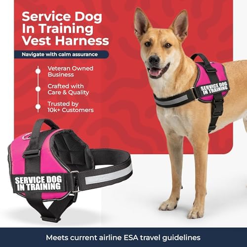 Industrial Puppy Service Dog in Training Vest Harness, Large 27"-33", Pink