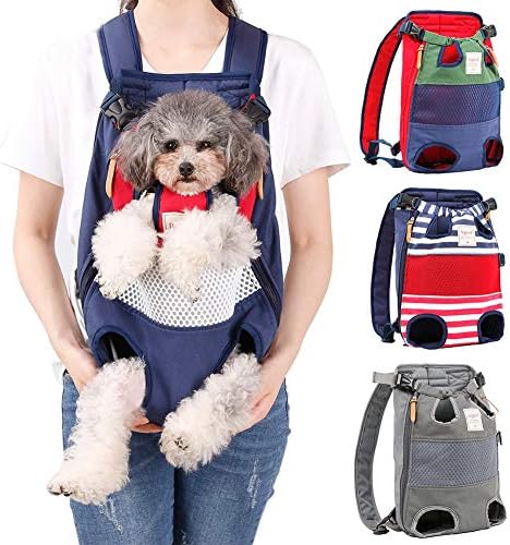 Dog Backpack Carrier Small Dog Backpack, Pet Dog Front Backpack Legs Out Dog Chest Carrier for Small Dogs, Cat Backpack Carrier Dogs Travel Back Pack Hands-Free Hiking Bike Motorcycle (Size:11–19 lbs)