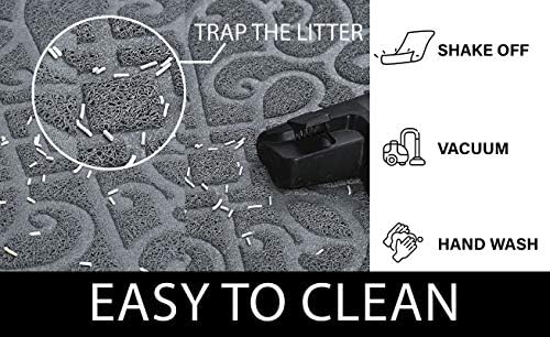 PetLike Cat Litter Box Mat, Thick Kitty Litter Trapping Mat, Durable,Waterproof &Washable with Non-Slip Backing, Soft on Kitty Paws and Easy to Clean, BPA Free 47x35,Light Grey