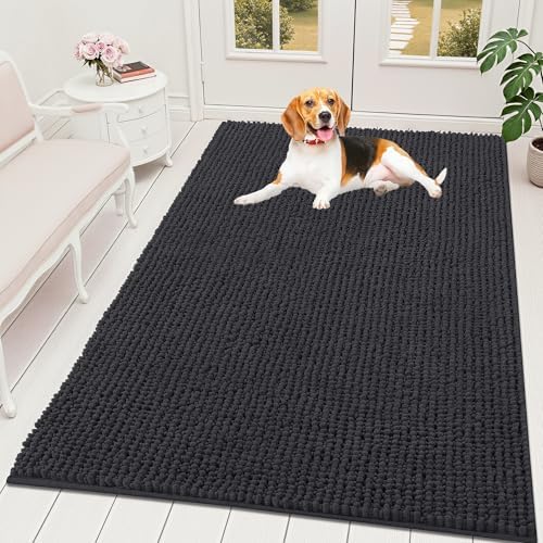 OLANLY Dog Door Mat for Muddy Paws 59x35, Extra Absorbent Chenille Mud Mat
