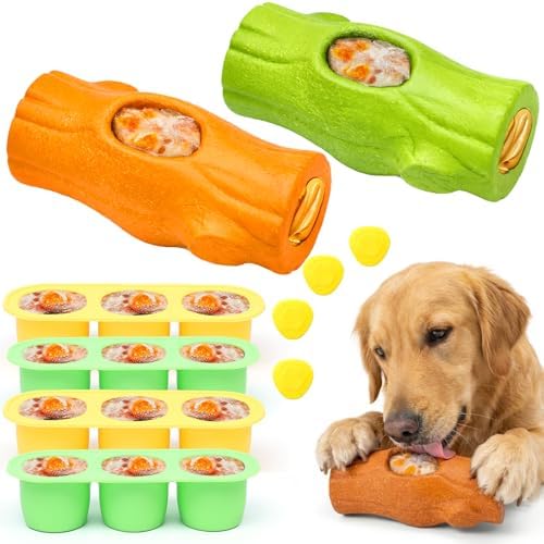2 Pack Dog Toys for Aggressive Chewers Orange & Green