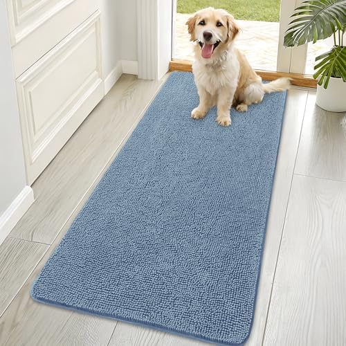 OLANLY Dog Door Mat for Muddy Paws 70x35, Super Absorbent Chenille Mud Mat