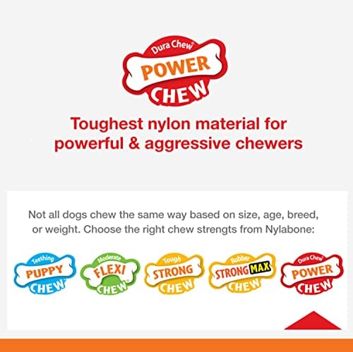 Nylabone Power Chew Action Ridges Chew Toyfor Dogs, Dog Toys for Aggressive Chewers, Bacon Flavor, Medium - Up to 30 lbs. (1 Count)