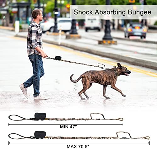 Tactical Dog Collar Adjustable Military Collar: - Nylon K9 Collars with Handle and Heavy Duty Metal Buckle for Medium and Large Dogs with 3 Patches and Airtag Case Holder (XL, Camo-Set)