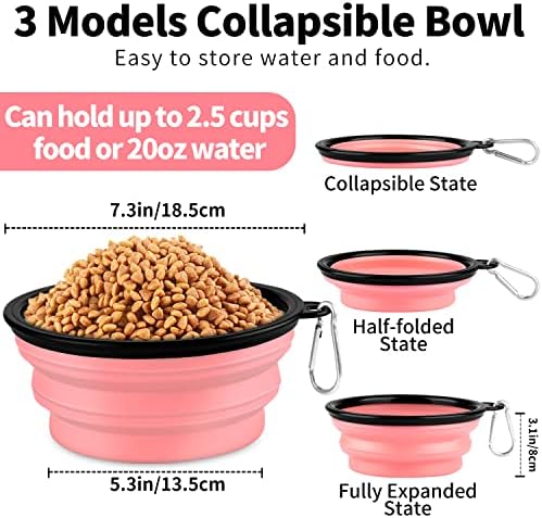 Collapsible Dog Bowls-2 Pack Large Size for Large/Medium Dogs, Pet Travel Water Bowl, Dogs Cat Portable Water Bowl, Dog Pet Feeding Watering Dish Outdoor Hiking Parking Traveling with 2 Carabiners