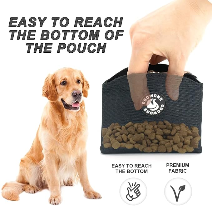 Dog Treat Pouch Magnetic Closure Small Dog Training Treat Pouch Pocket Sized Small Dog Treat Pouch with Clip (Black)