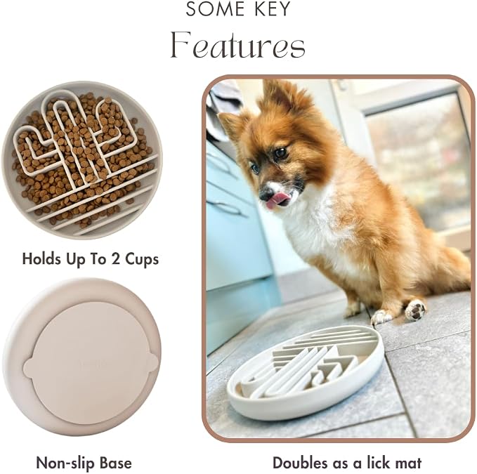 Cactus Slow Feeder Dog Bowls for Large Medium Small Breeds Silicone Non Slip Puzzle Bowl Puppy Essentials