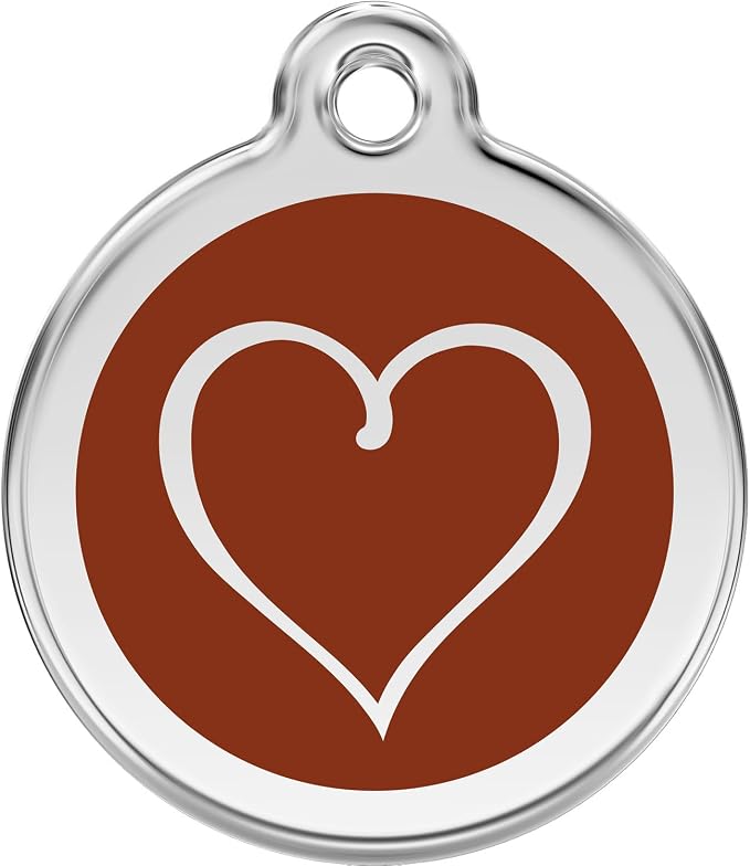 Red Dingo Personalized Tribal Heart Pet ID Dog Tag (Large Brown)