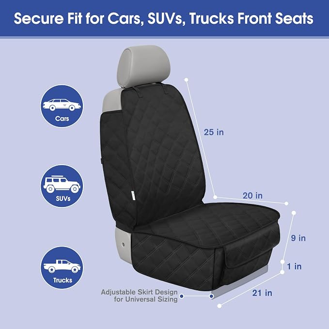 ALLANSING Front Seat Cover for Dogs with Side Flaps, Heavy Duty 900D Waterproof Seat Protector, Protects from Dirt & Scratches, for Pets & Daily Use, Fits Cars SUV Trucks Minivans (1-Pack)