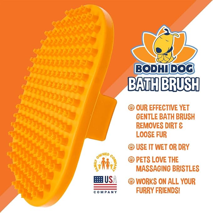 Bodhi Dog Shampoo Brush - Pet Grooming & Bath Supplies for Dogs and Cats - Bath Brush for Long & Short Hair - Premium Scrubber for Shower, Showerhead, Sprayer & Bathing (One Pack, Orange)
