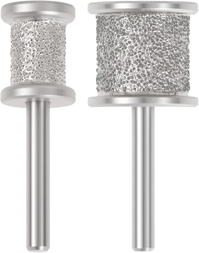 CAELUM 2 Pack Diamond Dog Nail Grinder Bits, Dual Grit 60/120 & 80/120 for Large and Small Dogs, 1/8" Shank Compatible with Dremel Rotary Tools, Low Noise Pet Nail Trimmer Attachment