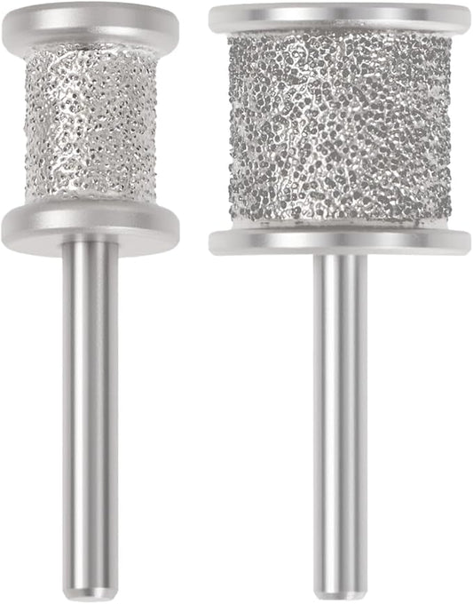 CAELUM 2 Pack Diamond Dog Nail Grinder Bits, Dual Grit 60/120 & 80/120 for Large and Small Dogs, 1/8" Shank Compatible with Dremel Rotary Tools, Low Noise Pet Nail Trimmer Attachment