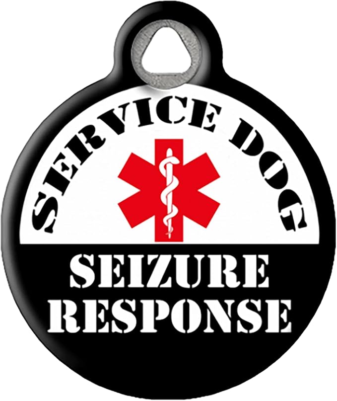 Seizure Response Service Animal Personalized Medical Alert Pet ID Tag for Dogs, Silent Nametag with Customized Identification Information, Large 1.25" Diameter