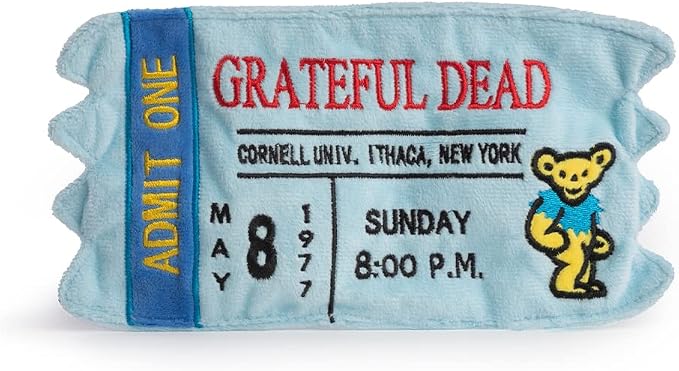 fabdog Grateful Dead Admission Ticket Dog Plush Toy – Durable Music-Themed Toys for Dogs with Squeaker – Decorative Pet Toys for Grateful Dead Fans – Spot-Clean Chew Toys for Puppies