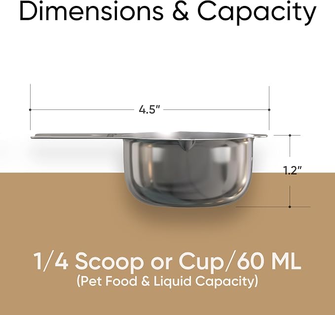 Color Up ¼ Cup Pet Food Scoop – Stainless Steel Dog Food Scoop Cup (4 Tbsp) – Durable, Rust-Resistant Measuring Scoop for Dogs, Cats, Birds & Rabbits – Ideal for Dry Food & Treats