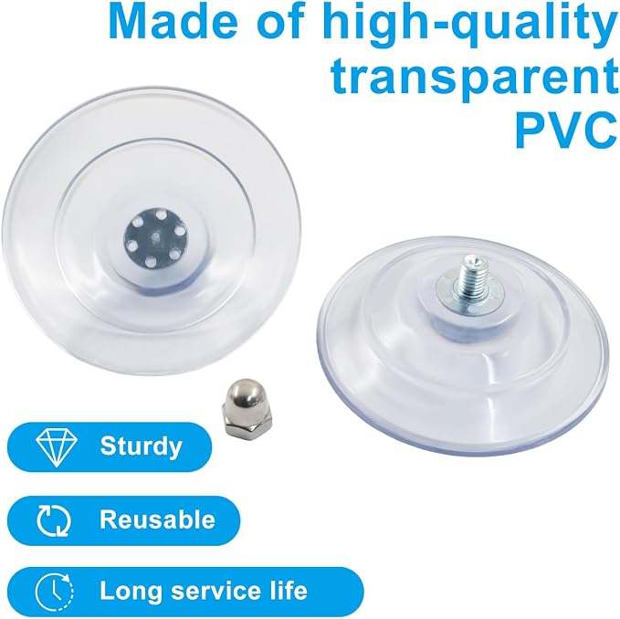 4 Pack Suction Cup Replacement with Screws, 85mm Clear | For Foldable & Cordless Cat Window Perch, Strong Adhesive