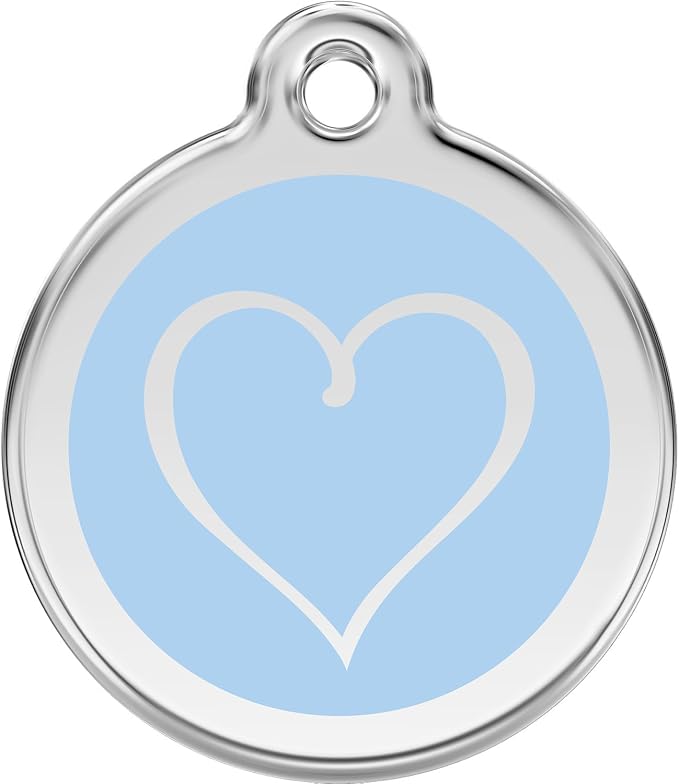 Red Dingo Personalized Tribal Heart Pet ID Dog Tag (Medium Light Blue)