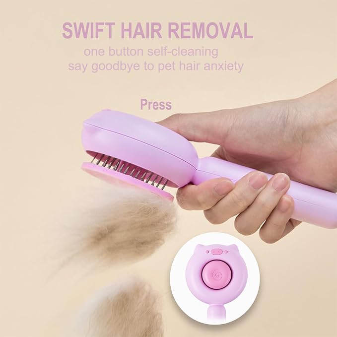 Cat Brush Dog brushes with Release Button for Shedding Grooming, fit for Long or Medium Haired Cats, Lightweight Skin Friendly Pet Brush Hair Removal Comb Brushes for Kitten