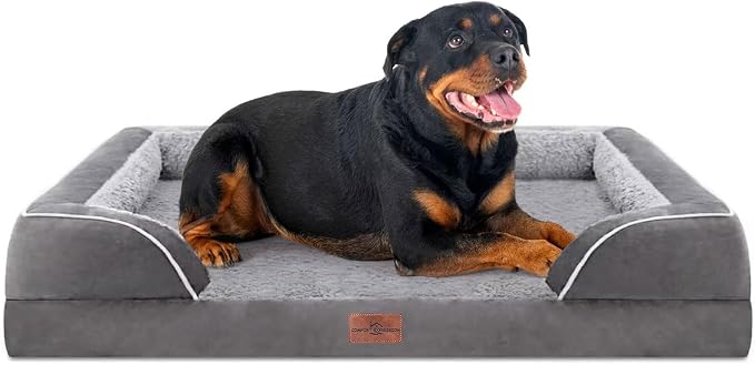 Comfort Expression Orthopedic Dog Bed for Extra Large Dogs with Bolster | Waterproof Dog Couch Bed with Washable Cover & Non-Slip Bottom, Supportive Egg Crate Foam XL Pet Bed, 48x30 Inch