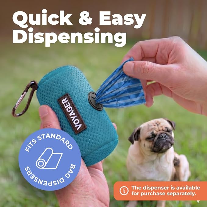 Best Pet Supplies Dog Poop Bags for Waste Refuse Cleanup, Doggy Roll Replacements for Outdoor Puppy Walking and Travel, Leak Proof and Tear Resistant, Thick Plastic - Blue Strips, 150 Bags
