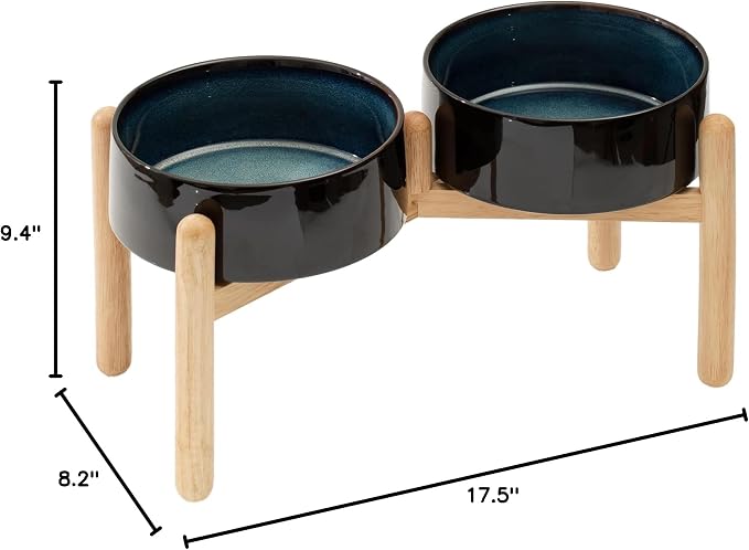 Havniva 8.3inch Ceramic Raised Dog Bowl with Stand, Double Dog Bowls Elevated for Large Breed Dog Food and Water Bowl Set Non-Slip Dog Dish Large Capacity Feeding Pet Water Bowl