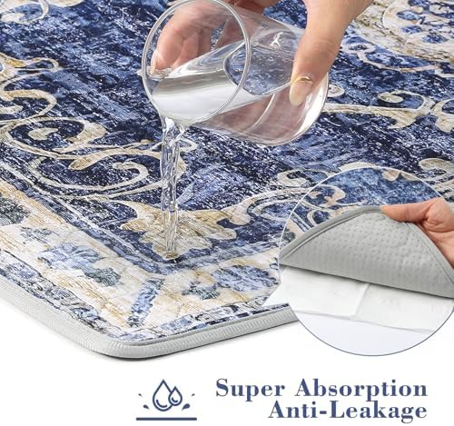 Washable Pee Pads for Dogs, 2 Pack Reusable Puppy Pads Absorbent Training Pads for Dogs Waterproof Dog Mat Non-Slip Whelping Pet Mat (Navy Blue, 36“×41”-2Pack)