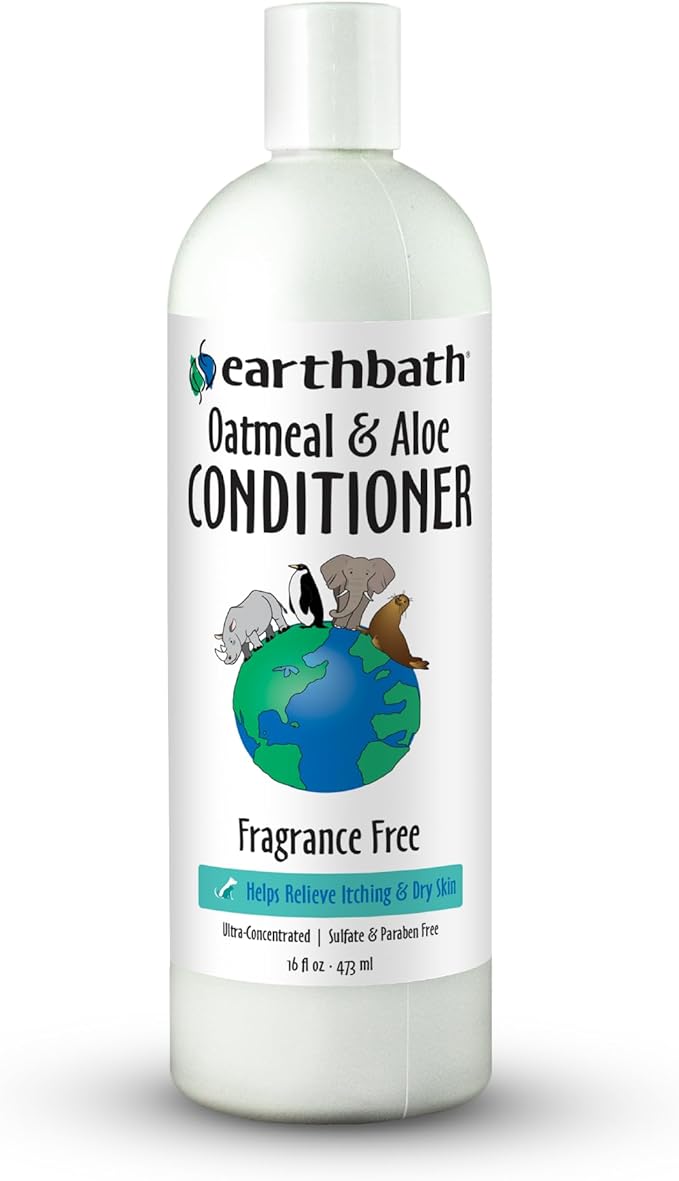 earthbath Oatmeal & Aloe Conditioner, Dry Skin, Made in USA, 16 Oz (1 Pack) | Dog Conditioner for Allergies & Itching, Helps Relieve Itching, Cruelty Free Pet Conditioners, Fragrance Free Dog Wash