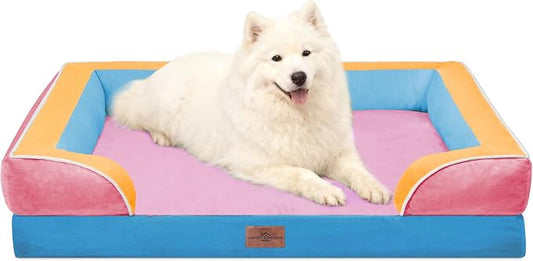 Comfort Expression Orthopedic Dog Beds for Large Sized Dog with Bolster | Waterproof Dog Couch Bed with Washable Cover & Non-Slip Bottom, Supportive Egg Crate Foam Large Pet Bed, 36x27 Inch