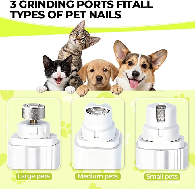 2 in 1 Dog Nail Clippers with Grinder and 2 LED Lights, Safety Lock & Catcher Cap Rechargeable Pet Nail Trimmer for Large Medium Small Dogs & Cats, Dog Nail grinder Quiet, Painless Grooming Tool