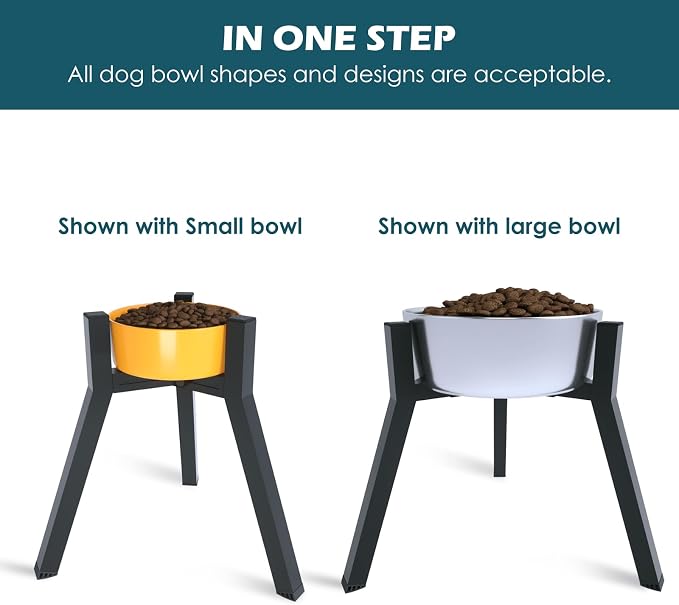 SHAINFUN Metal Raised Dog Bowl Stand for Extra Large and Large Breeds, Adjustable Width for 7-10.6" Food & Water Bowls, Single Tall Elevated Dog Bowls Holder, 13.7" Tall (Bowl Not Included)