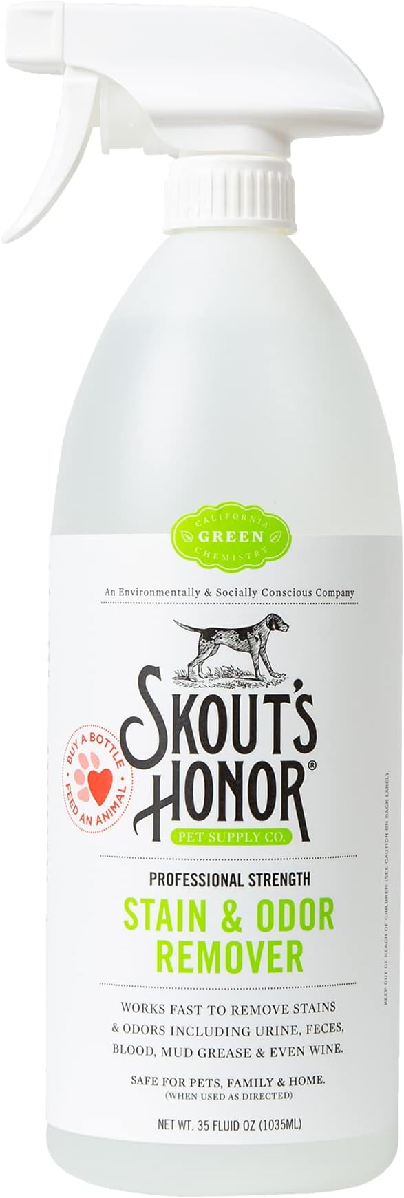 SKOUT'S HONOR Pet Stain and Odor Remover, 35 oz | Professional-Strength Home and Carpet Cleaner for Dog Urine, Poop, Mud, Sweat and Pet Messes, Plant-Powered BioKore Formula