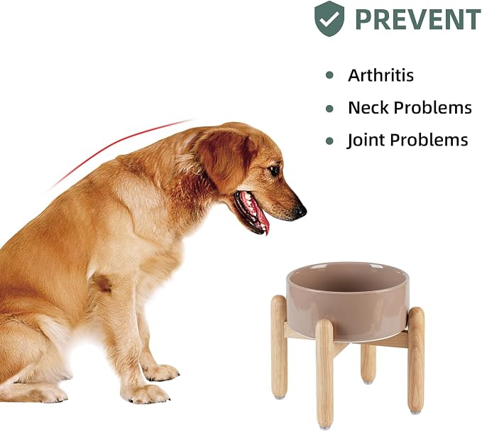 Havniva 7.3inch Ceramic Raised Dog Bowl with Stand, Elevated Dog Bowls for Medium Breed Dog Food and Water Bowl Non-Slip Dog Dish Large Capacity Feeding Pet Water Bowl