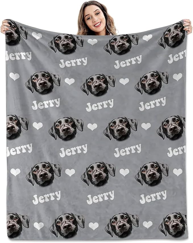 Pamaheart Custom Dog Face Blankets, Personalized Pet Photo Blanket, Fleece Dog Blankets, Customized Photo Throws, Dogs Dad Gifts, Pet Lover Gifts, Memorial Gift /10