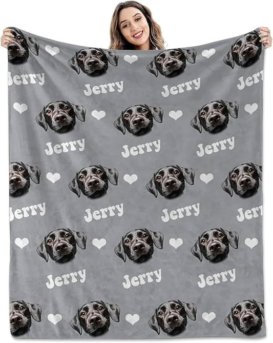 Pamaheart Custom Dog Face Blankets, Personalized Pet Photo Blanket, Fleece Dog Blankets, Customized Photo Throws, Dogs Dad Gifts, Pet Lover Gifts, Memorial Gift /10