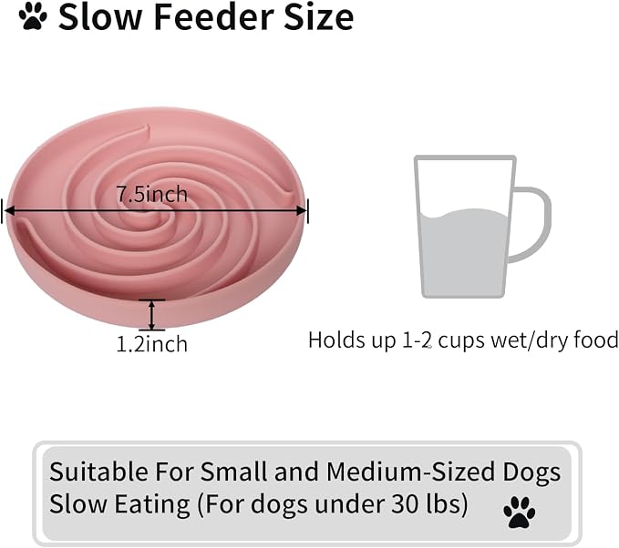 Bifeaw Slow Feeder Dog Bowls, Dishwasher Microwave Safe Silicone Puppy Puzzle Bowl with Non-Slip Design for Eating (Powder Pink)