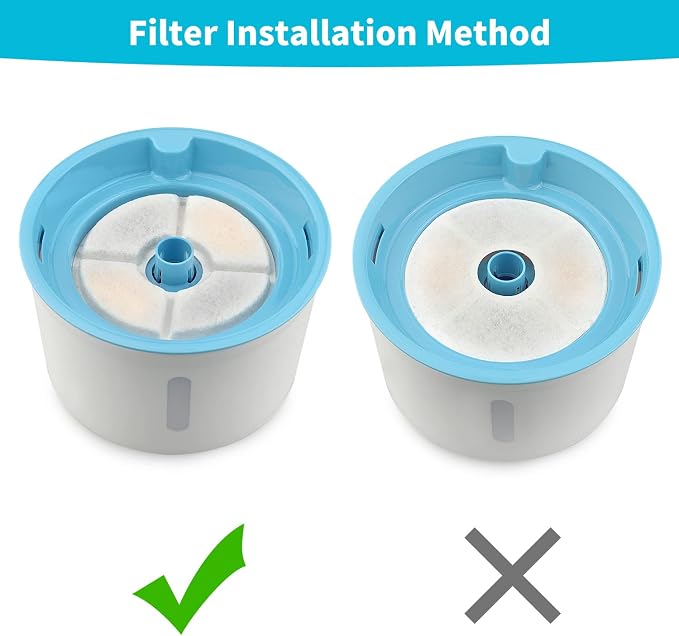 Cat Water Fountain Filter for Wonder-Creature 81 oz/2.4L Round Stainless Steel Top Cat Fountain, 8 Carbon Filters 4 Foam Filters Pack, Cat Fountain Replacement Filters