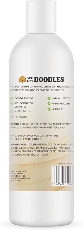 Premium Oatmeal Shampoo & Conditioner for Dogs with Sensitive & Itchy Skin | Provides Itch Relief & Soothes Dry Skin, Hypoallergenic, Tearless & Natural For Puppies, Pets & Cats, Anti-Itch, Made In USA
