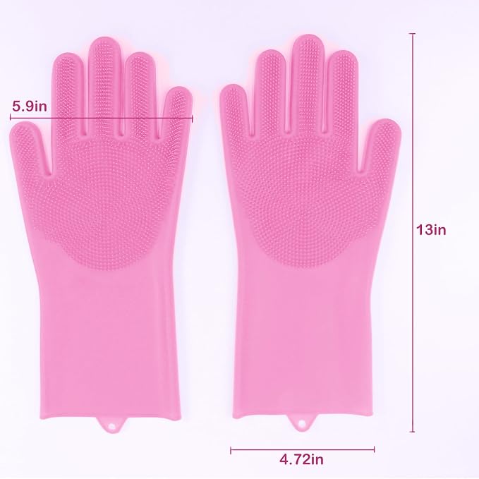 Silicone Pet Grooming Gloves Dog Washing Gloves for Bathing Massaging | 3,000 Soft Bristles, Non-slip & Extended Sleeves, Heat Resistant & Dishwasher Safe, For Cats and Dogs, Home/Car Cleaning