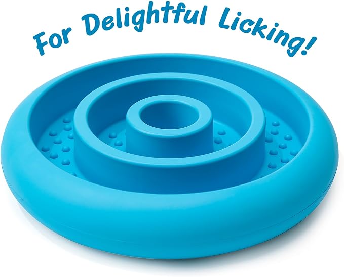 Slow Feeder Lick Mat for Dogs - Keep Them Busy - Natural Rubber Dog Frozen Treat Toys - Durable Interactive Enrichment Toys - Licking Dish for Dog De-Stressing, Blue
