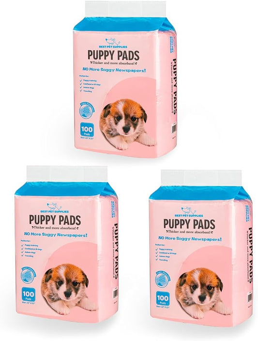 Best Pet Supplies Puppy Pads (22.5 x 22 Inches) - Disposable, Dog Training Potty, Super Absorbent Baby Pink Puppy Pee Pads for Dogs (300 Count)