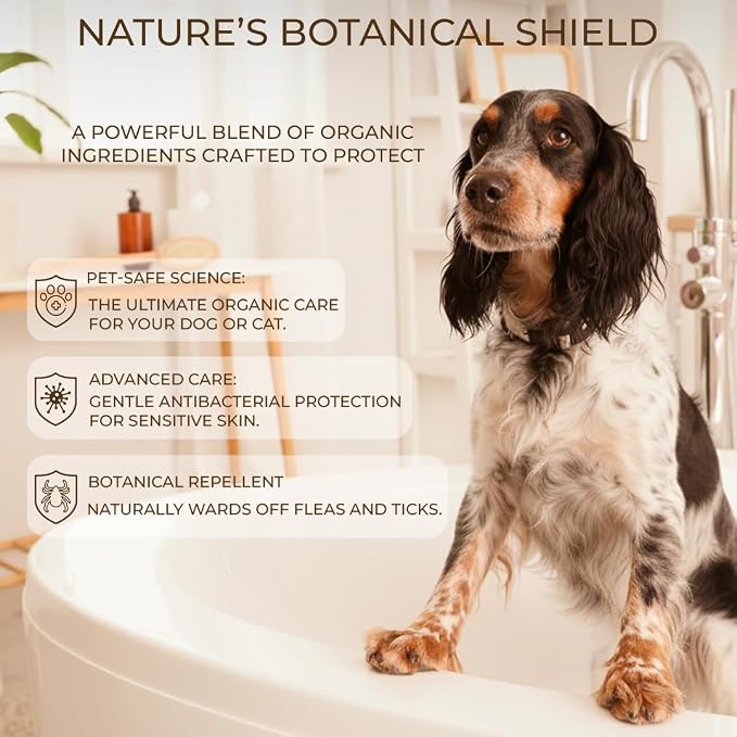 Organic Dog & Cat Shampoo for Sensitive Skin — Oatmeal, Aloe Vera, Coconut & Lavender | Soothes Allergies, Dermatitis & Itchy Skin | Vet-Reviewed Formula | Made in USA | 8 fl oz