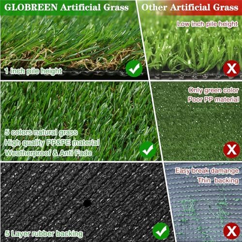 GLOBREEN 2'X6' Artificial Turf Runner Rug, Thick Grass Pads for Dogs Potty