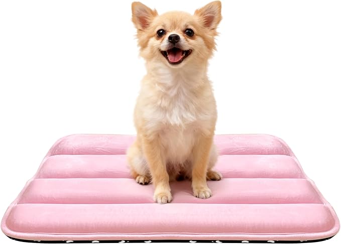 Dog Bed Mat, Reversible Dog Crate Pad with Washable Kennel Mat and Soft Foam, Flat Pet Bed for Dogs & Cats, for Crates Carriers & Travel (Pink, 23" L*14" W*1.5" Th)