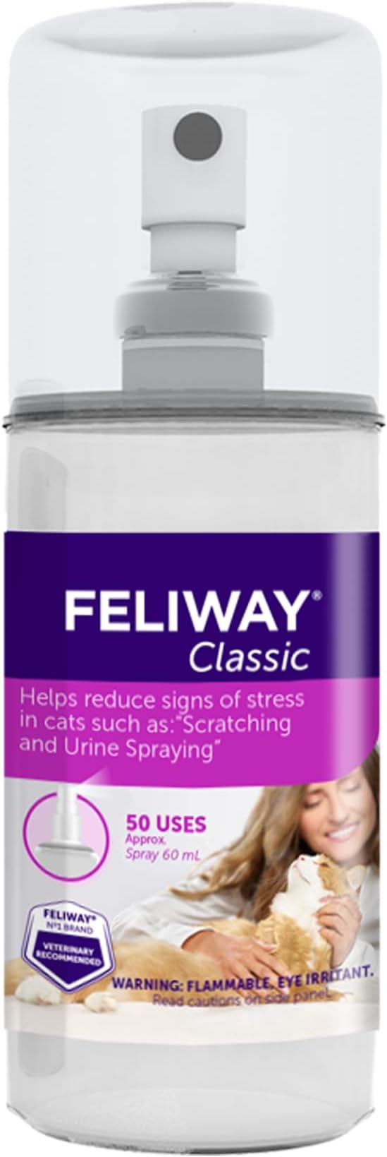 FELIWAY Classic Cat Calming Spray, 60ml | Comforts Cats at Home and On the Go and Helps to Calm During Travel