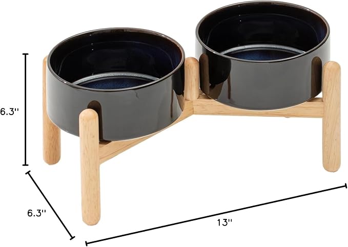 Havniva 6.1inch Ceramic Raised Dog Bowl with Stand, Double Dog Bowls Elevated for Small and Medium Breed Dog Food and Water Bowl Set Non-Slip Dog Dish Large Capacity Feeding Pet Water Bowl