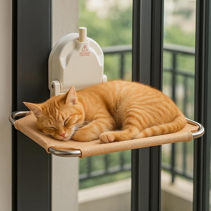 Foldable Cat Window Perch for RV, Heavy Duty Mesh Hammock for Indoor | Space-Saving Foldable Design, Heavy-Duty Suction & Support,Breathable All-Season Mesh