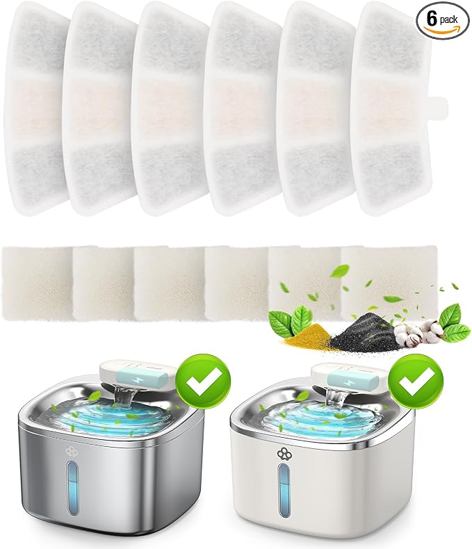 6pcs Replacement Filters for PW04 3.5L Wireless Cat Water Fountain （Only for oneisall Fountain B0DNJT76WJ, B0DMF2LH3Y and B0DSJ9F3M2