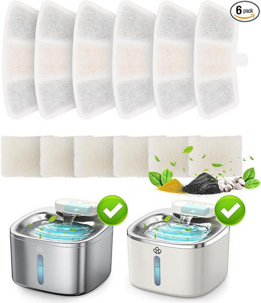 6pcs Replacement Filters for PW04 3.5L Wireless Cat Water Fountain （Only for oneisall Fountain B0DNJT76WJ, B0DMF2LH3Y and B0DSJ9F3M2