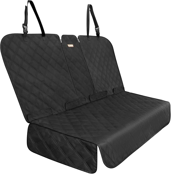 ALLANSING Back Seat Cover for Large SUVs Rear Split Bench - Heavy-Duty 900D Waterproof Non-Slip Car Seat Protector for Messy Kids & Drooling Dogs, Easy Clean(Black)