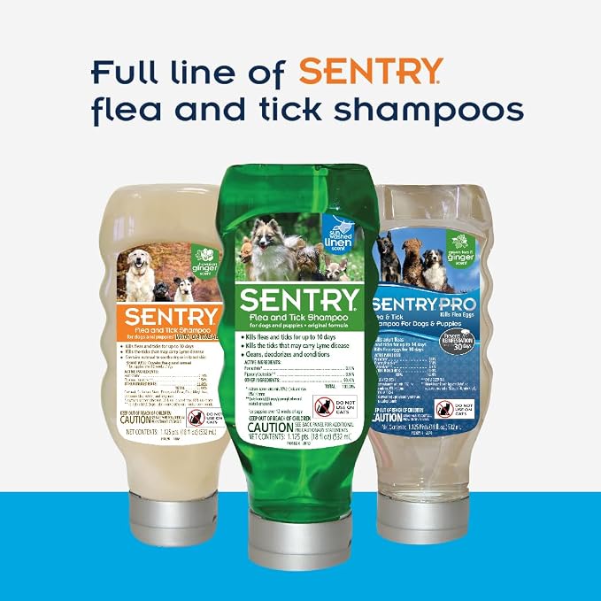 SENTRY PRO Flea and Tick Shampoo for Dogs, Rid Your Dog of Fleas, Ticks and Other Pests, Sunwashed Linen, 18 oz | Ideal for Dogs & Puppies 12 Weeks+; Cleans, Conditions & Deodorizes; complement to monthly topical drops